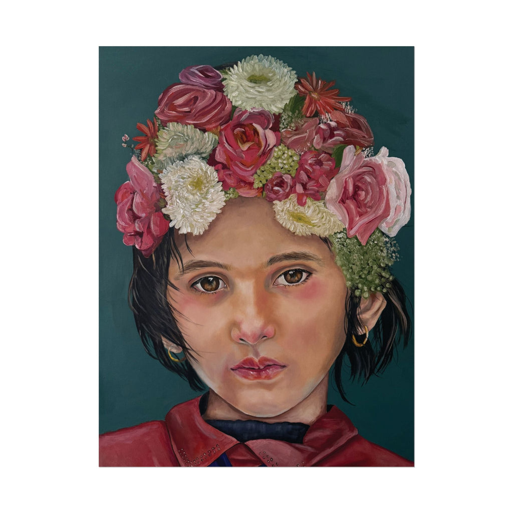 Girl with Floral Crown - Rural Iran Fine Art Portrait Print